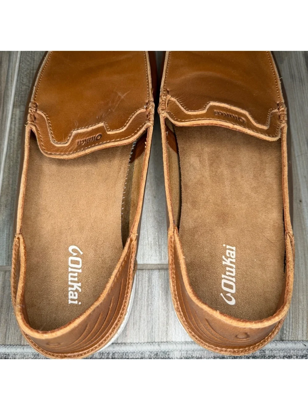 Olukai Kakaha Nia Men’s Leather Slip On Loafers Shoes Brown Sz 15